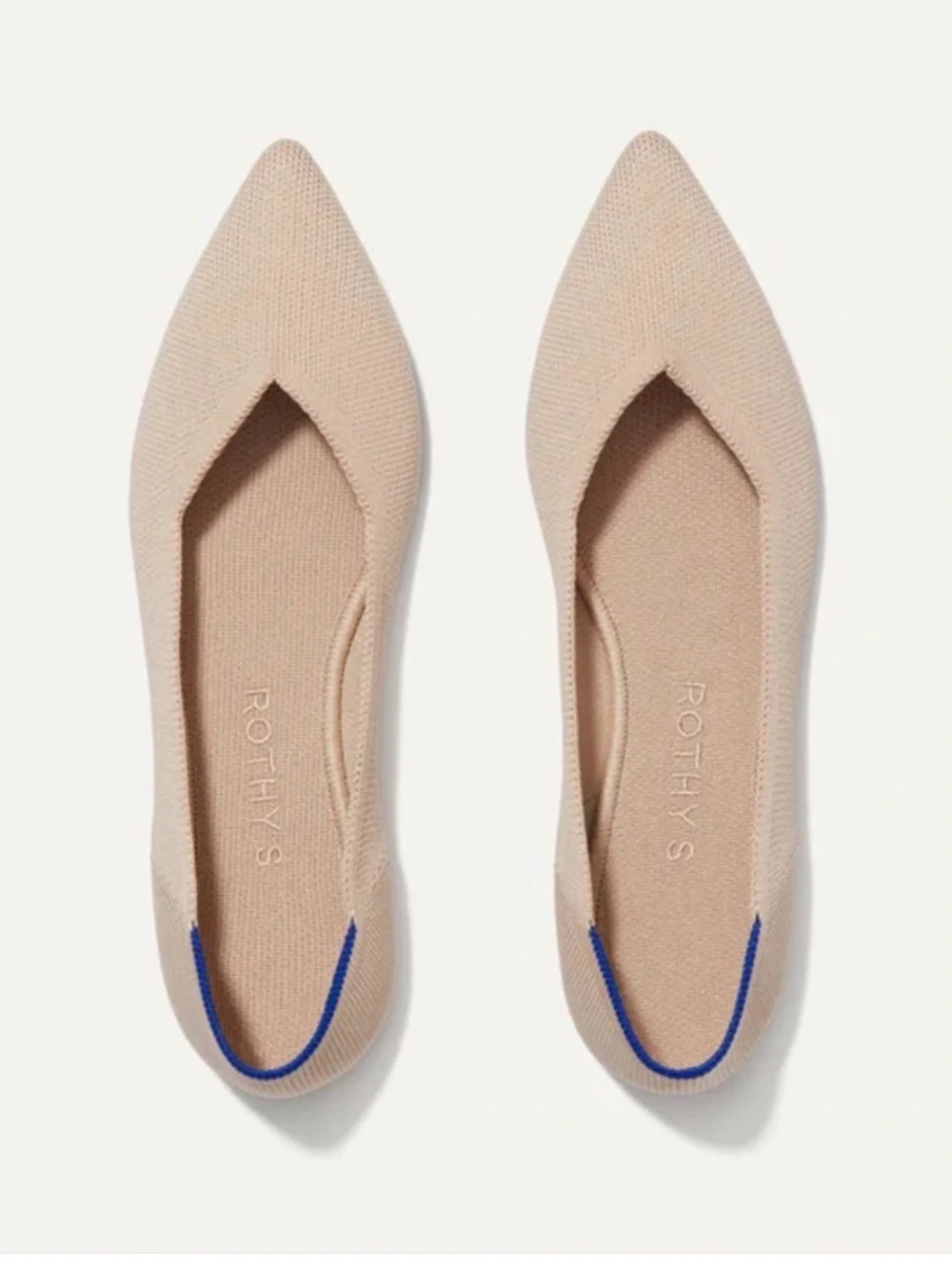 Rothy's The Point OG Flats Ecru Tortoiseshell Sole Neutral Washable Knit Shoes 8